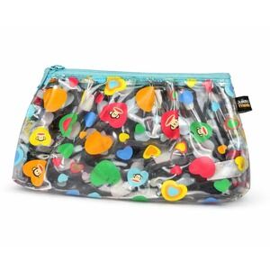 Vintage Paul Frank Julius & Friends Heart Print Cosmetic Bag Y2K Makeup Pouch